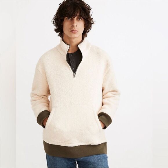 Madewell (Re)sourced Mens Size XXL Sherpa Half-Zip Sweatshirt - Picture 1 of 12